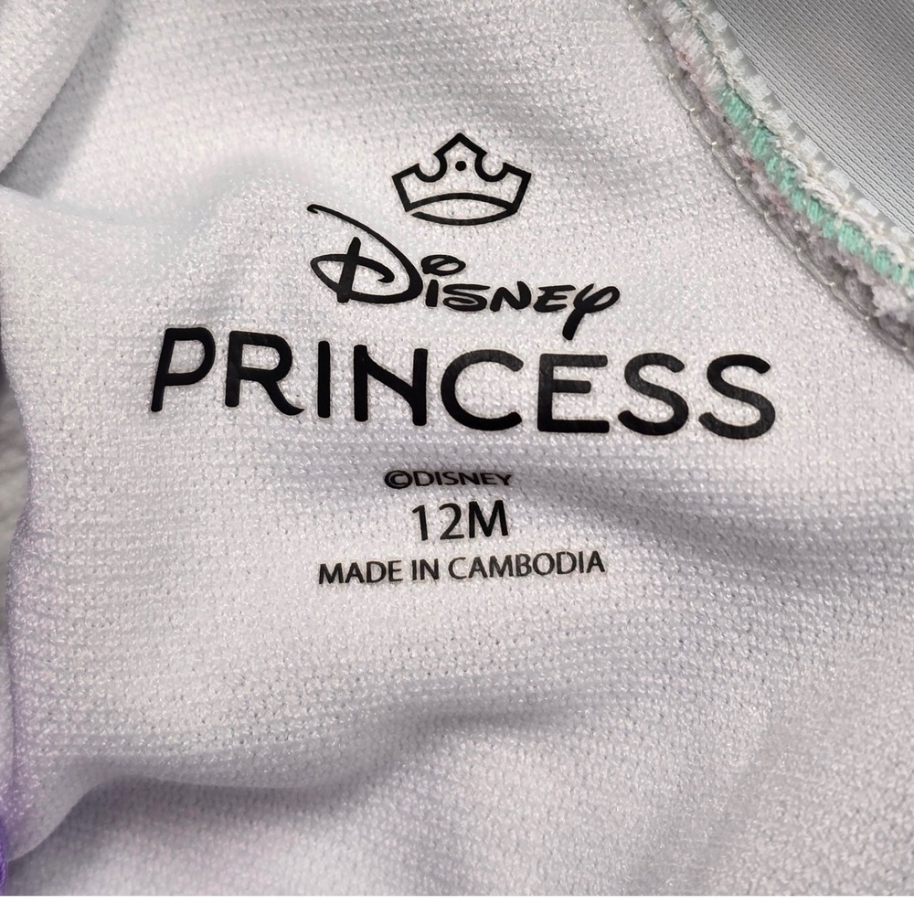 Disney Princess Ariel Little Mermaid Long Sleeve Swimsuit Mint Green 12M Baby - Picture 3 of 7